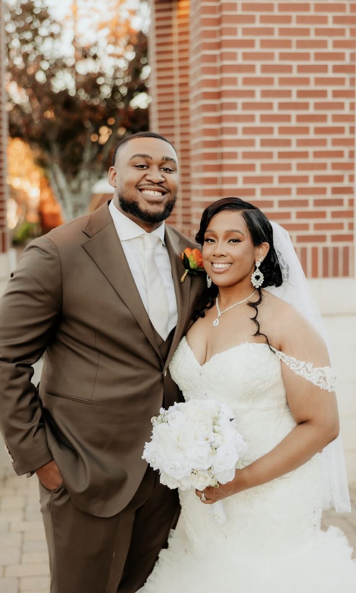 Devin and his wife on their wedding day